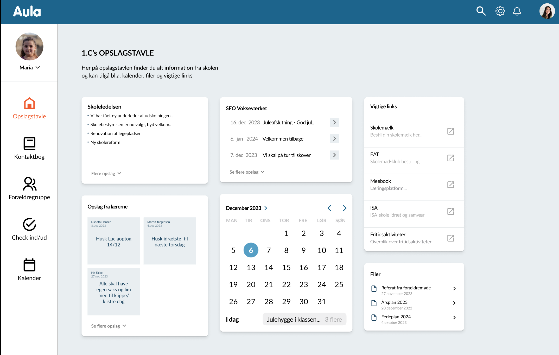 Aula redesign project interface
